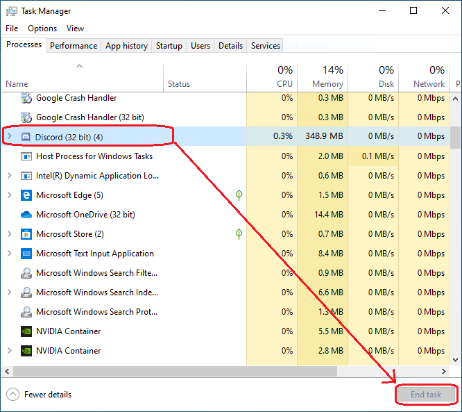 end discord process in task manager