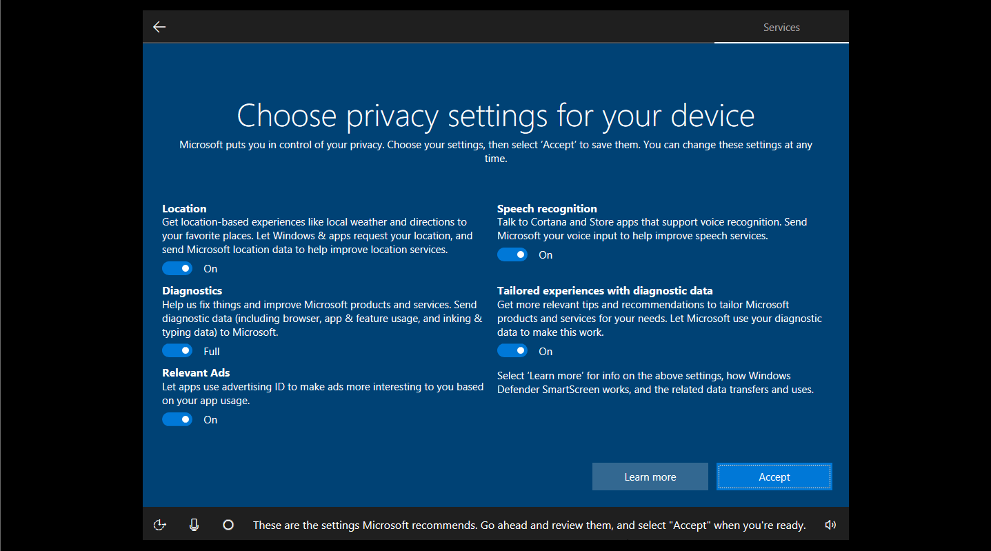 choose privacy settings