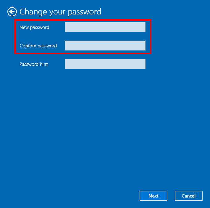 set blank password for your account